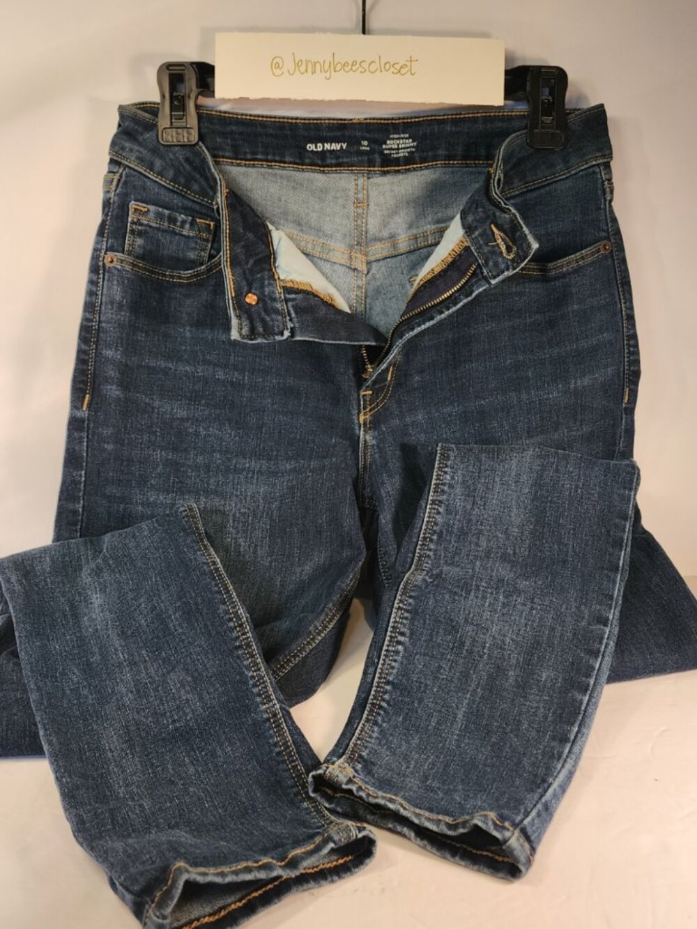 OLD NAVY size 10 LONG High-Rise Rockstar Super Skinny Secret-Smooth Pockets Jean
